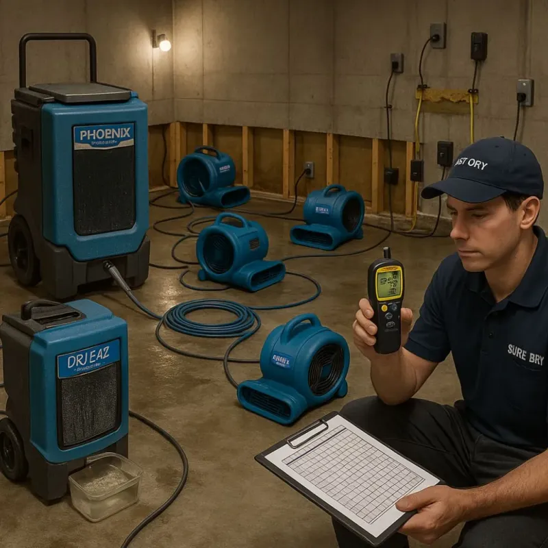 Structural Drying and Dehumidification process in Chino, CA